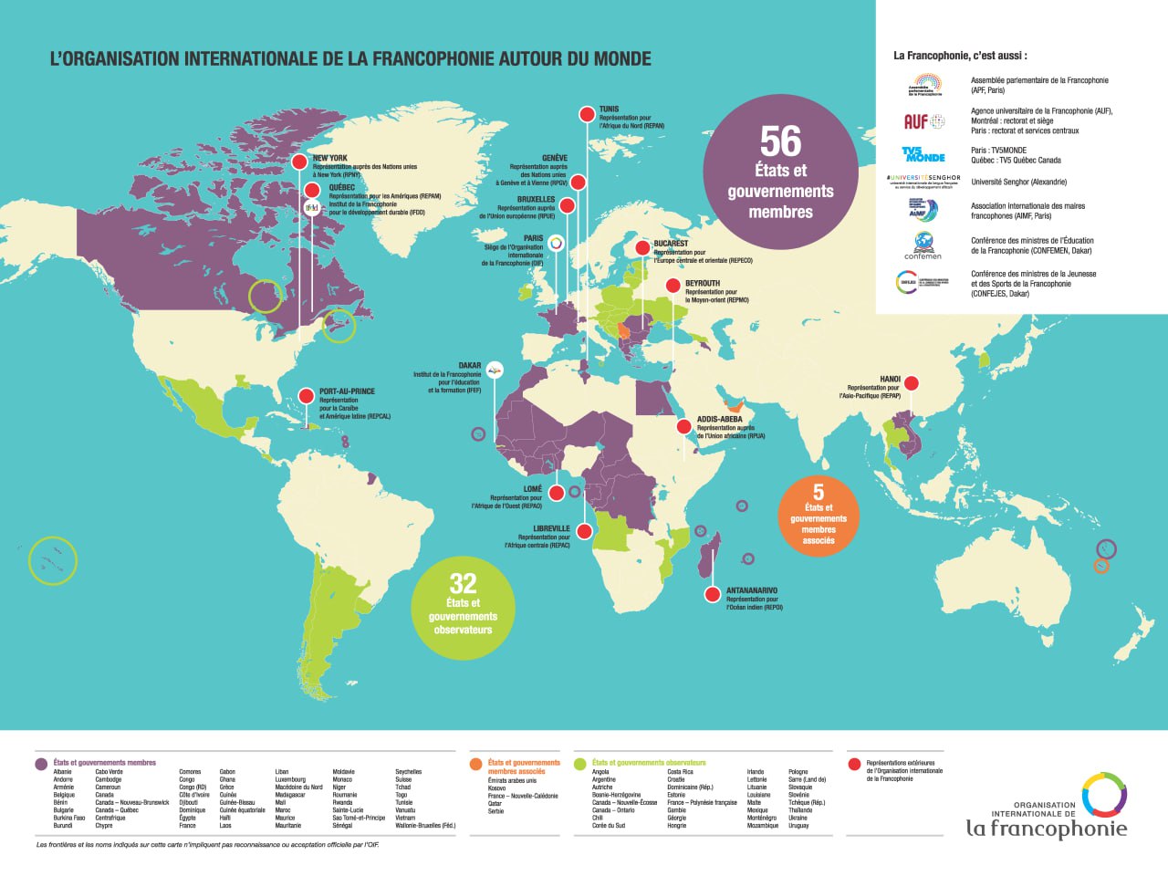Map of OIF members and offices around the world (in French)